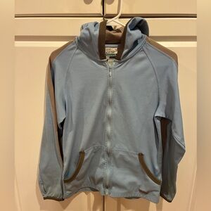 Kid’s Light Blue Exofficio Zip-Up Hoodie with Brown Accents